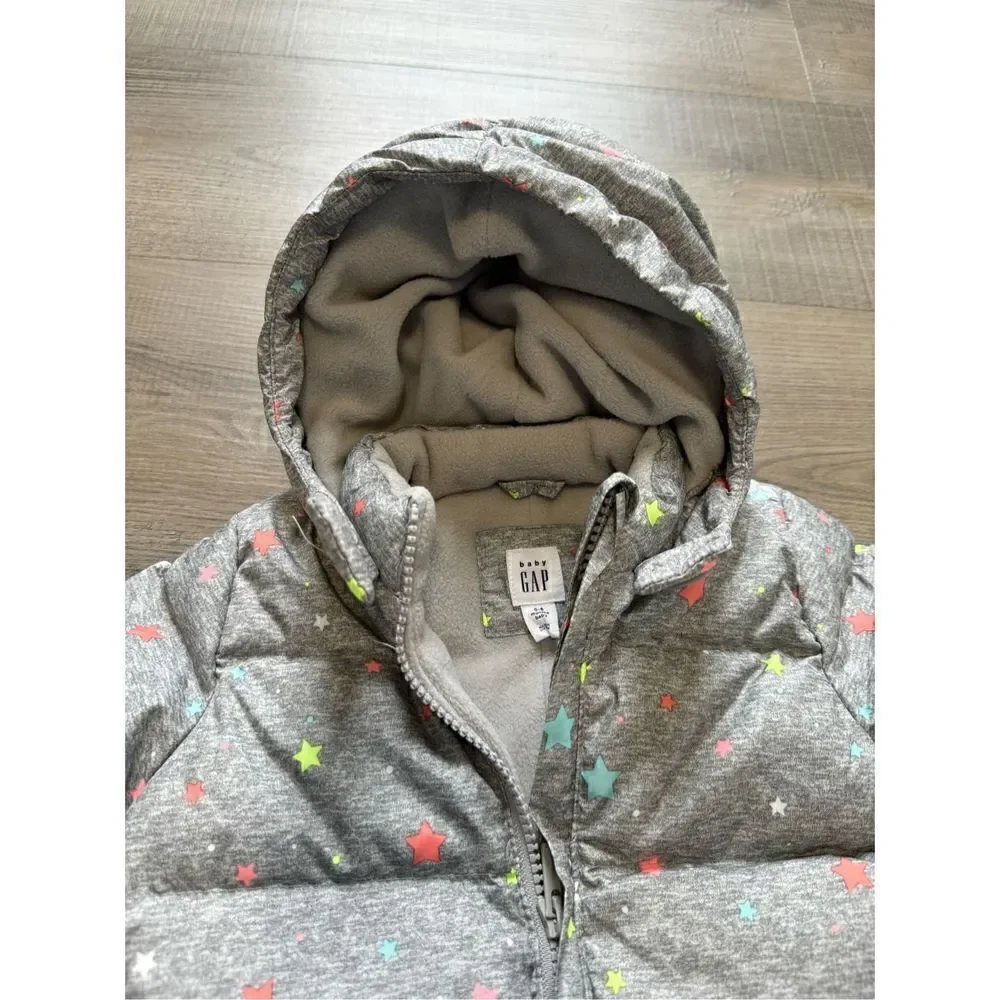 Baby Gap Unisex 0-6MO One Piece Footie Fleece Lined Grey Star Outfit